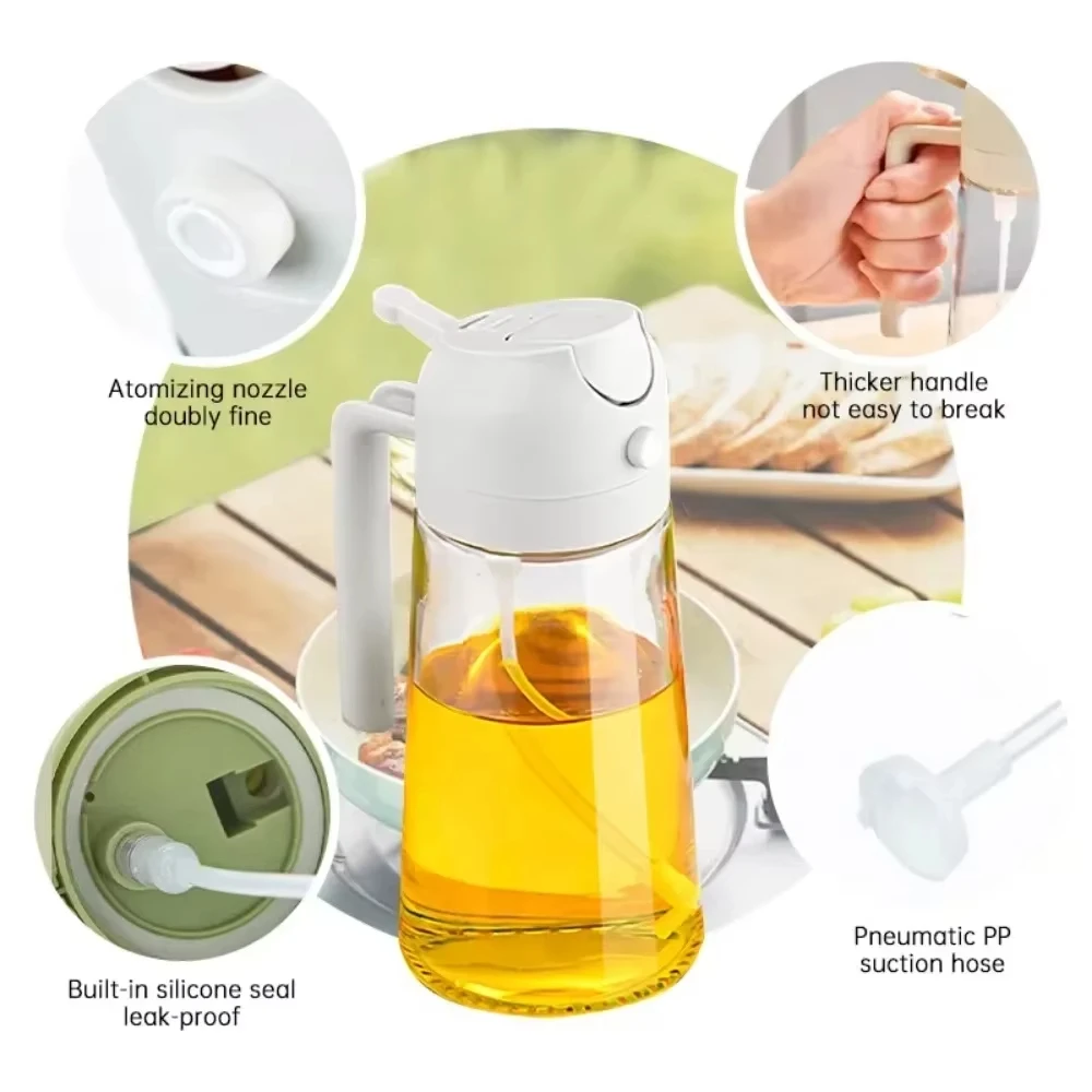 500ml 2 in 1 Spray Oil Sprayer Oil Dispenser Oil Jar for BBQ Kitchen Baking Air Frying Pan Oven Roasting Picnic Kitchen Tool image 4