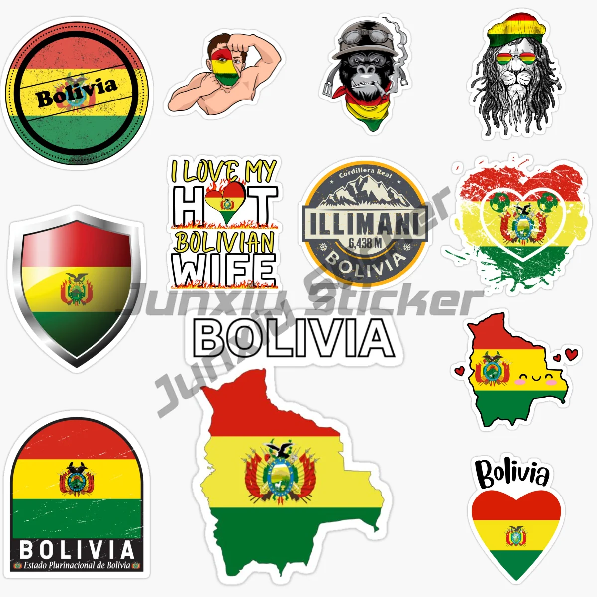 

BOLIVIA Flag Weatherproof High-Quality Decals for Laptop Book Fridge Guitar Vinyl Self-adhesive PVC Decals Can Be Customized