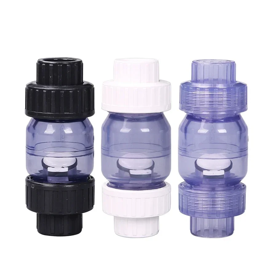 25mm/32mm Transparent Check Valve PVC One Way Non Return Valve Pipe Fitting Water Connector For Garden Irrigation Aquarium