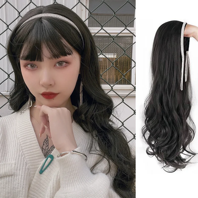 

Парик с заколкой для волос для женщин, длинные волосы U-образная шапочка на половину головы, съемная, популярная шапочка на половину головы из синтетического волокна с длинными волнистыми волосами