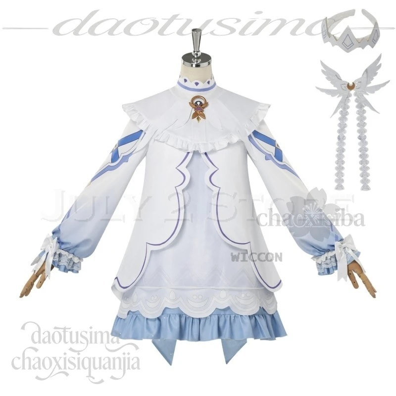 ハロウィンコスプレ-アニメゲーム-原神-コスプレ-ドリームジャーニー-リトルコロンビナ-ヒポセレニア-コスチューム-ホワイトドレス-スウィート