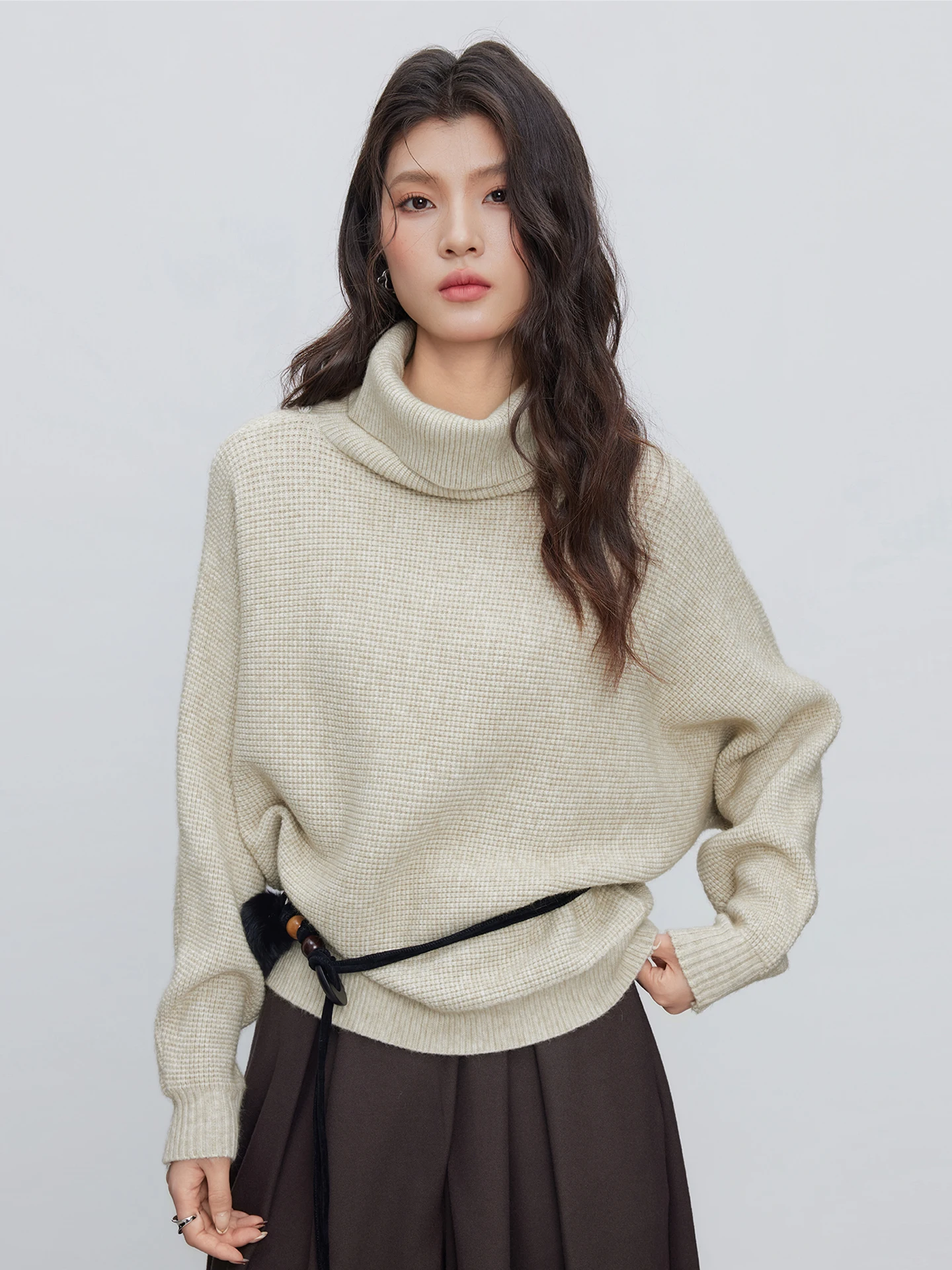 

KEARA O-Ne Long Sve Knitted Sweater Women's Casual Sle Oats Color Soft Comfortable Breathable Elastic Deformation Resi...