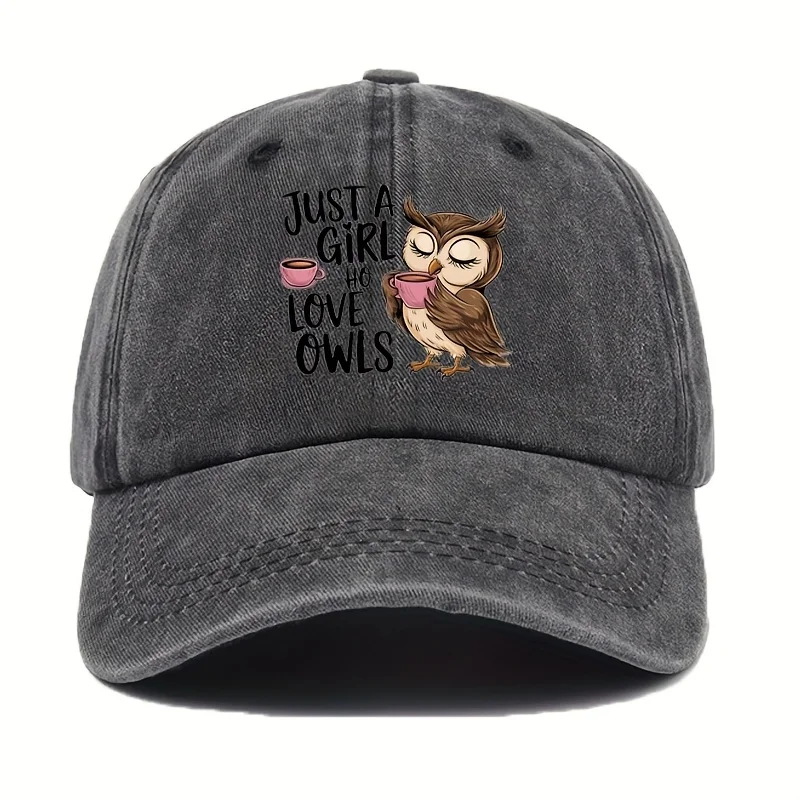 Adjustable Baseball Cap With Cute Owl Drinking | Comfortable, Multiple Colors, Ideal Gift For Birthdays, Hand Washable