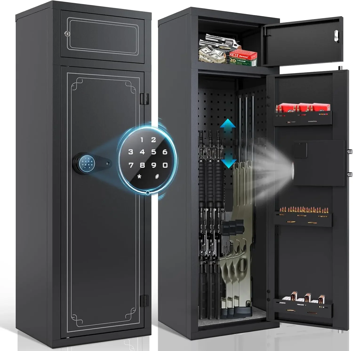 10-12 Gun Safe, Gun Safes for Rifles and Pistols, Large Gun Safe for Home Rifles and Shotguns, Quick Access