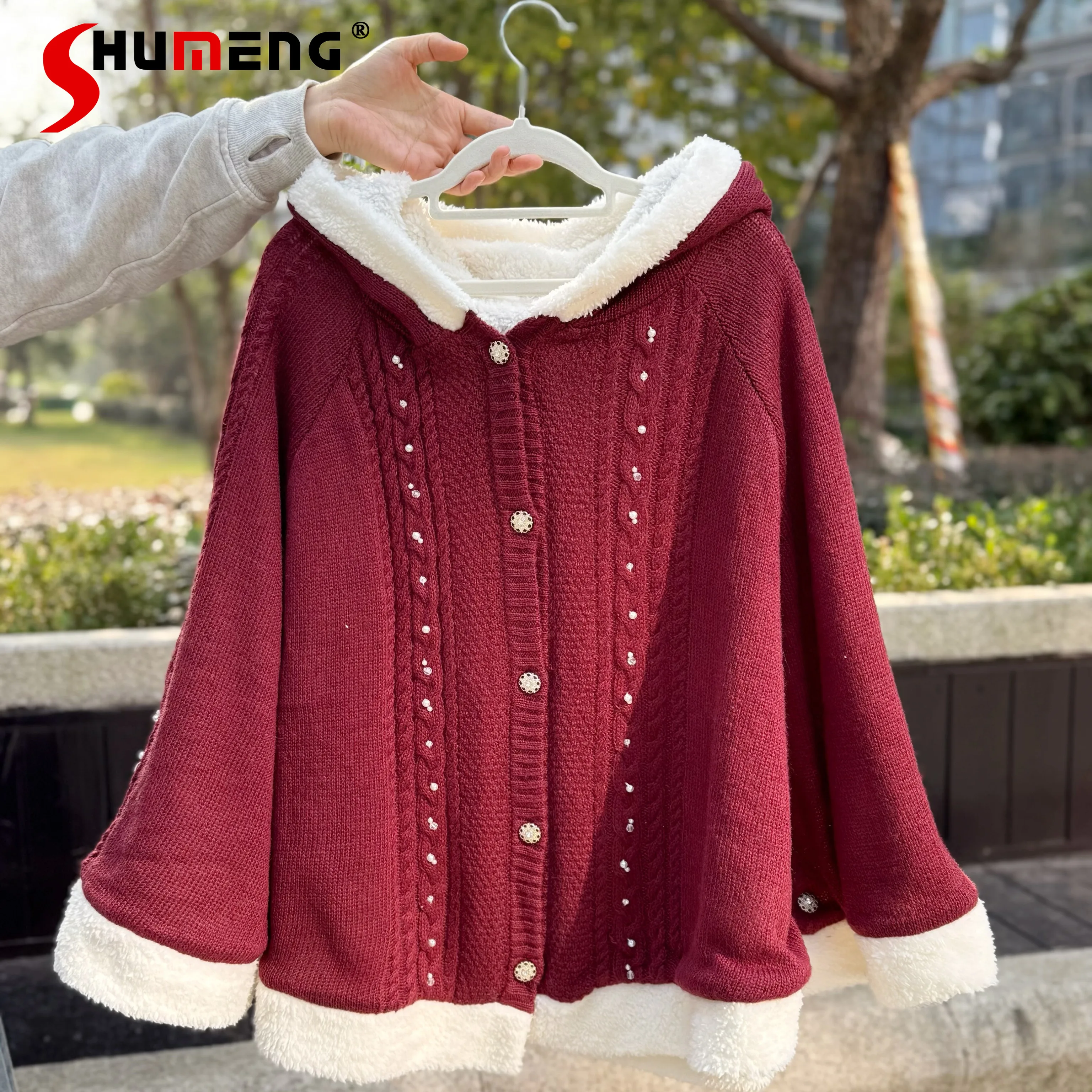 

Осенне-зимние вязаные накидки в японском стиле ретро для девочек, милая вязаная короткая куртка в стиле Лолиты, женская повседневная накидка с капюшоном, пончо