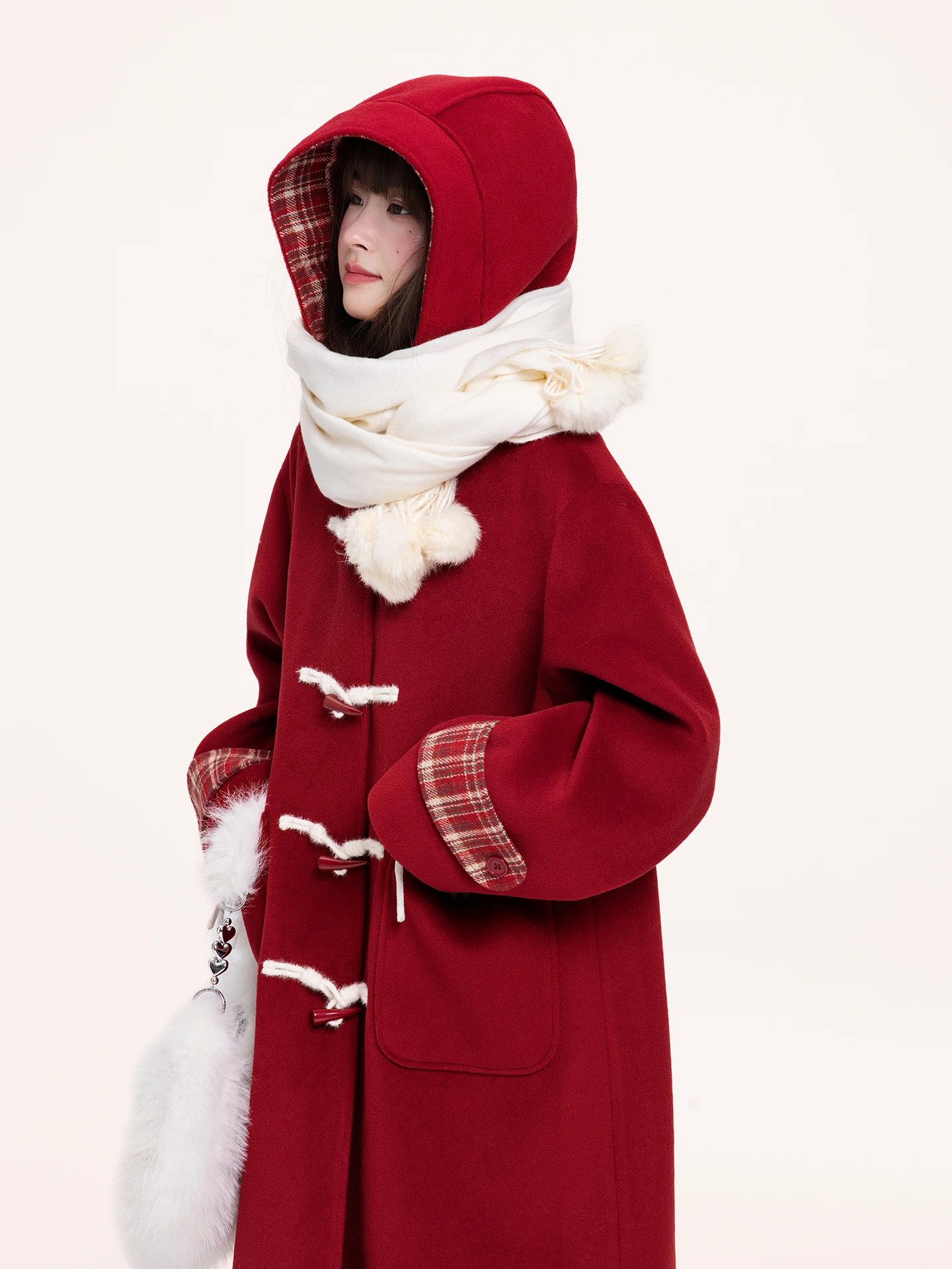 

Sweet Fi L Salt New Year's Dr Red Coat Women's Long Woolen Jaet 2025 New Arrival Thiened Winter Coat Straight Cut