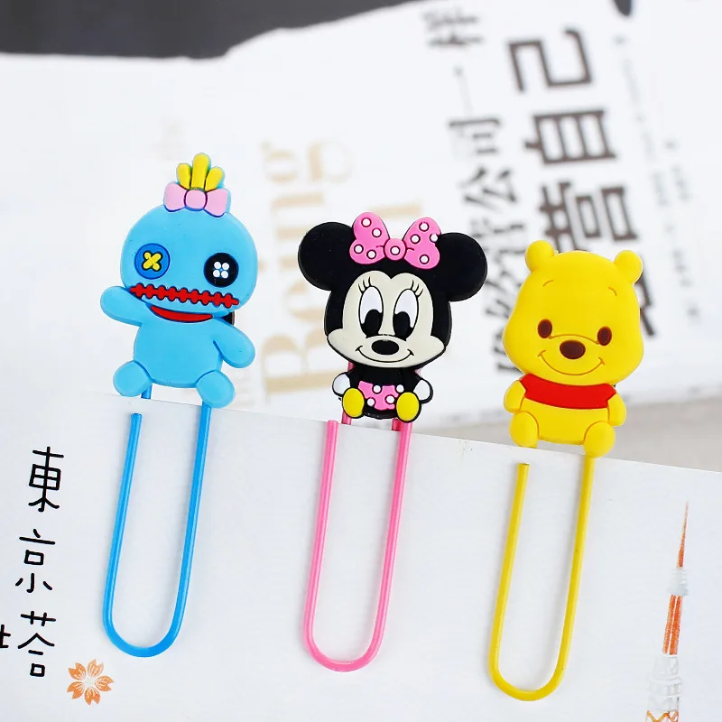 Nuovo Anime Disney Paperclip segnalibro Kawaii Mickey Mouse Stitch Disney Princess paginazione cartella Cartoon segnalibro regali