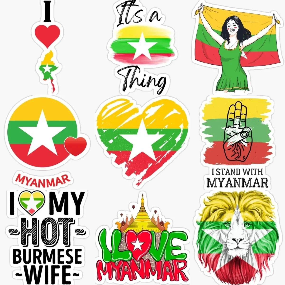 

Creative MM Myanmar Burmese Flag Love Sticker Motorcycle Waterproof Window Wall Room Bicycle Van Truck Car Glass Helmet Decal
