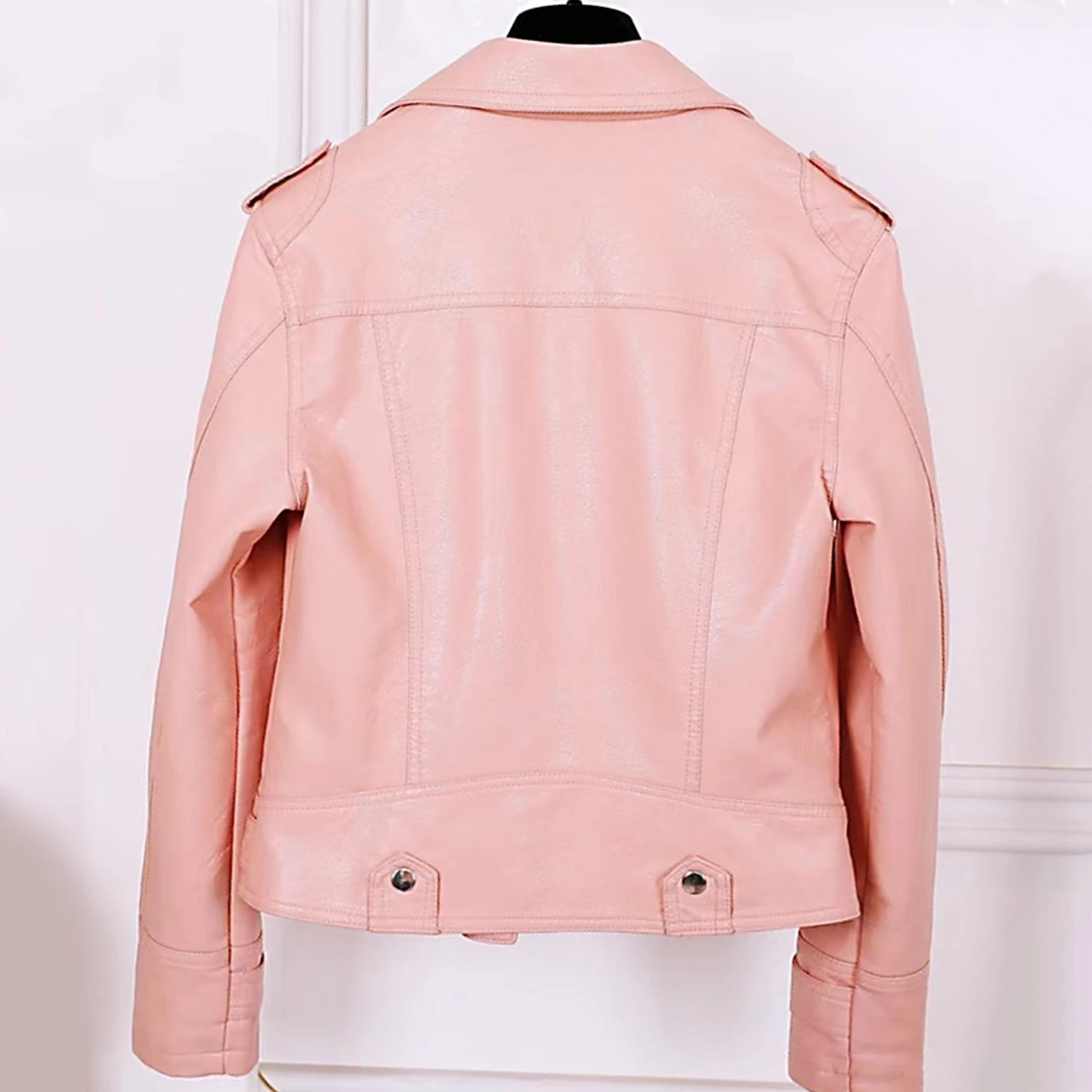 Blouson d'automne en similicuir femme, slim, court, résistant, cool