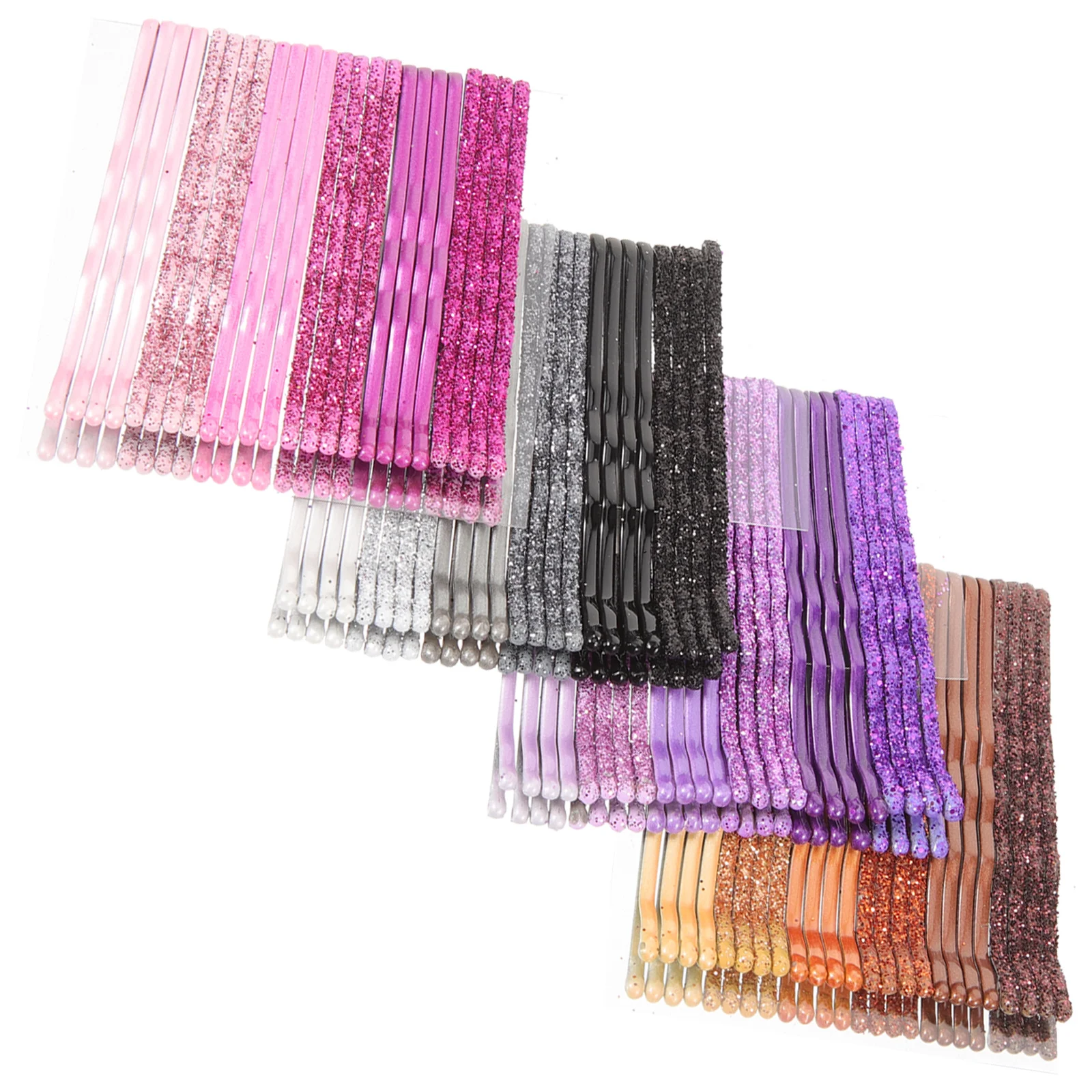 

96pcs Glitter Hair Clips Stoving Varnish Hair Bobby Metal Styling Barrettes (Golden, Pink, Purple and Black Each Sheet)