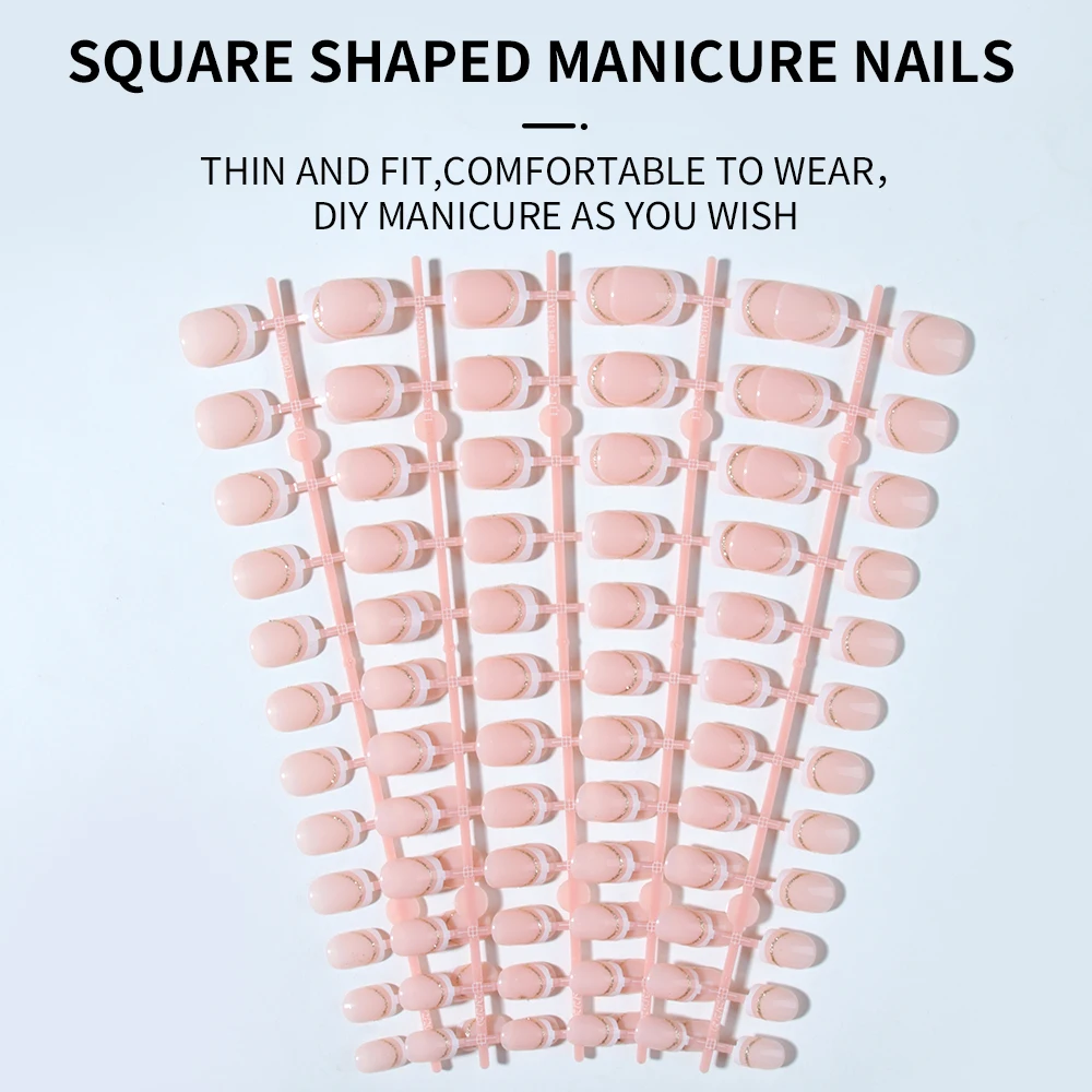 120個（5パック）ショートスクエアプレスオンネイル、グリッ - Nail Art Gliter のレビューと価格
