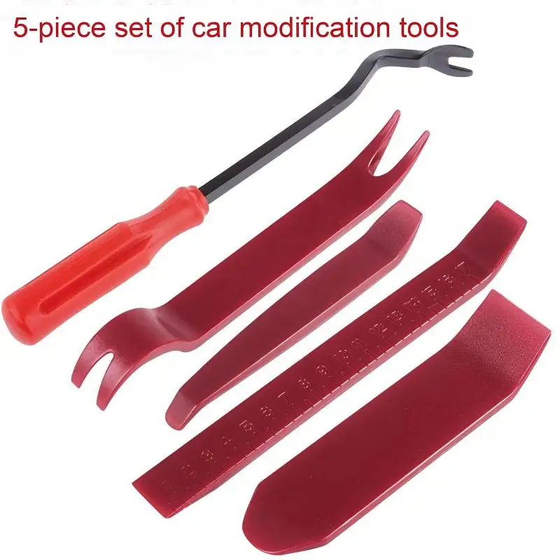 Car audio disassembly tool 5-piece set, interior door panel disassembly 4-piece pry board 6-inch screwdriver