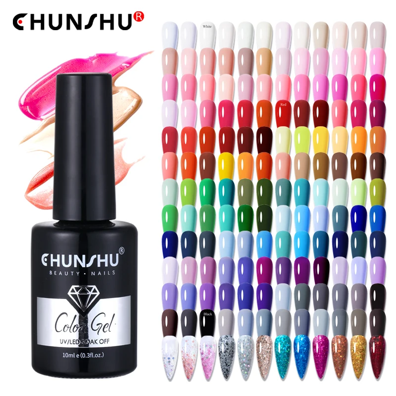 CHUNSHU 10ml Gel Nail Polish Soak Off Semi-Permanent Varnish Professional Salon UV LED Nails Art Gel No Smell All Seasons Colors