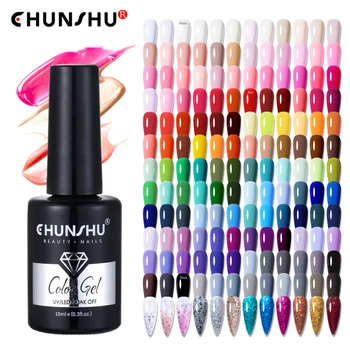 CHUNSHU UV LED 네일 아트 젤, 반영구 바니시, 전문 살롱, 냄새 없음, 사계절 색상, 10ml 
