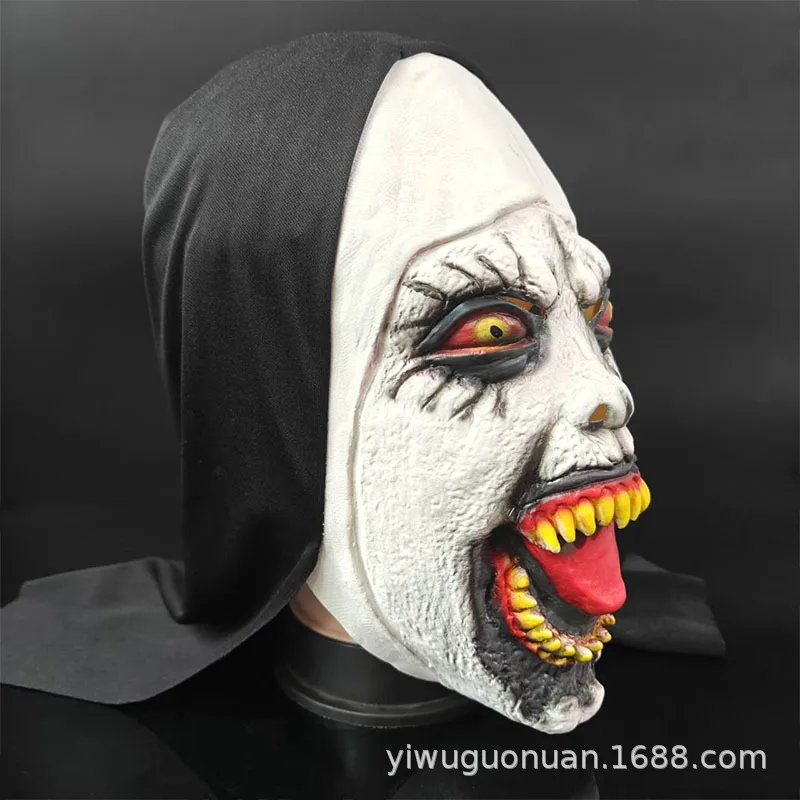 หน้ากากแม่ชีสำหรับคอสเพลย์ หน้ากากแม่ชีสยองขวัญสำหรับฮาโลวีน อุปกรณ์ประกอบฉากหนังสยองขวัญ ชุดคอสเพลย์