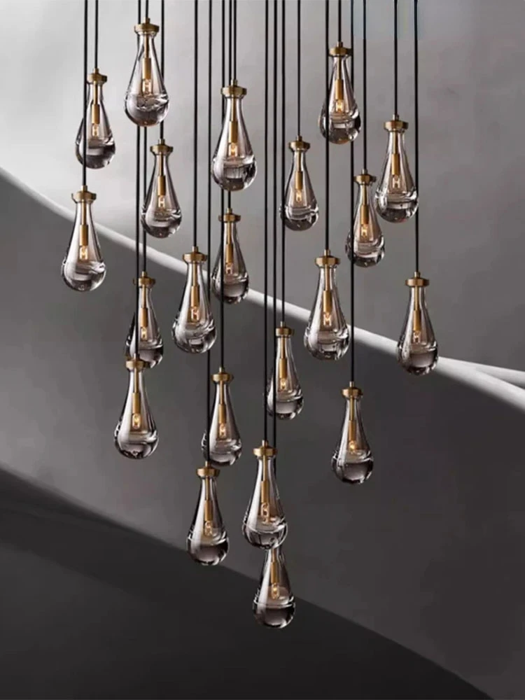 

Modern Chandeliers Large Water Droplets Crystal Lights Living Rooms Study Rooms Hotels Villas Duplex Chandeliers Free Shipping