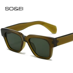 SO&EI Fashion Square Sunglasses Women Retro Yellow Blue Shades UV400 Men Trending Sun Glasses