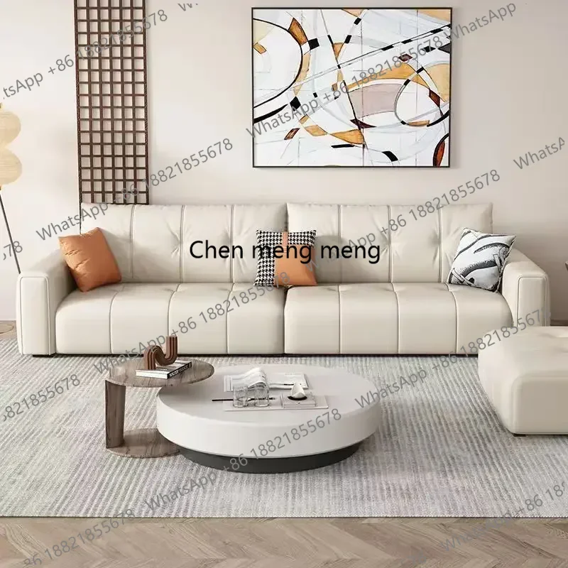 

Italian Minimalist Living Room Sofa Modern Simple Cream Style Wear-resistant Leather Office Sofa Luxury Office Furniture