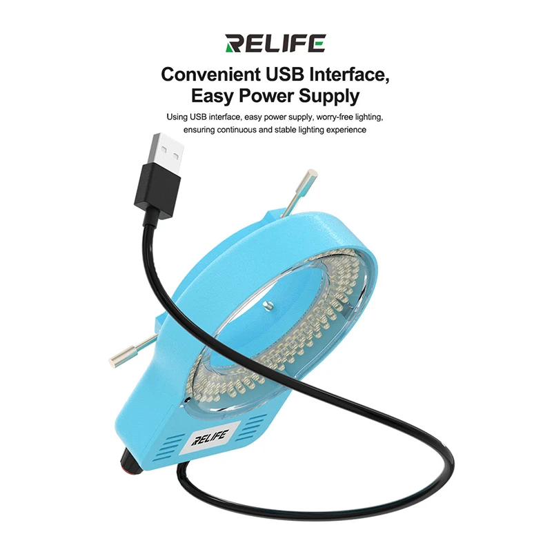 RELIFE RL-033M กล้องจุลทรรศน์แหล่งกําเนิดแสง 144 LED โคมไฟปรับความสว่างสูงกล้องจุลทรรศน์ซ่อม USB Lighting เครื่องมือ