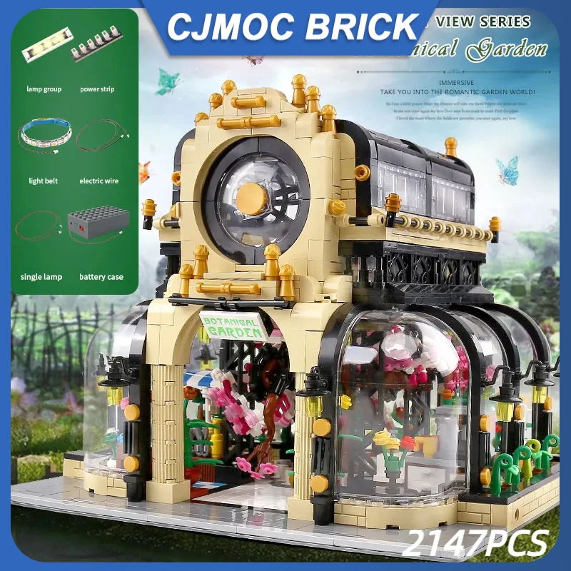 

MOULD KING Street View Building Model The MOC-26379 Botanical Garden With Led Light Set Blocks Bricks Kids Toys Christmas Gifts