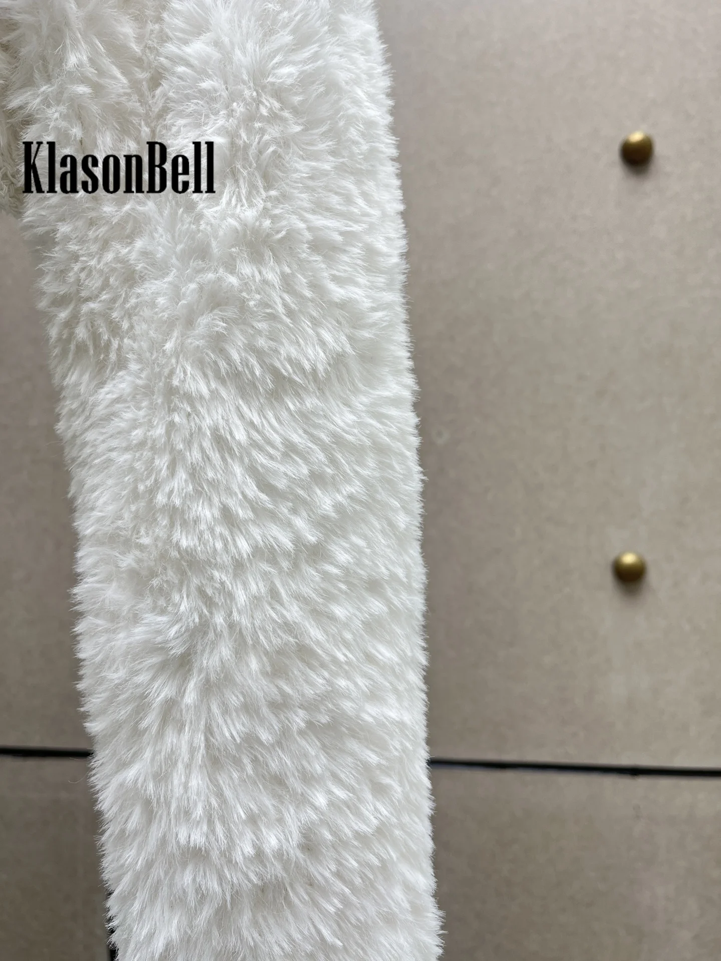 7.29 KlasonBell Women Hand Crochet Knit Single Breasted Crop Plush Coat O-Neck Long Sleeve Temperament White Cardigan