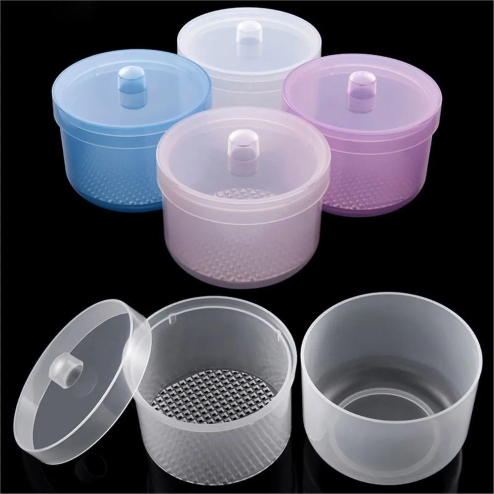 Nail Polishing Head Sterilization Box 82*85mm Round Cleaning Disinfection Storage Box Blue/Pink/Clear/Purple 4-Colors Soak Bowl