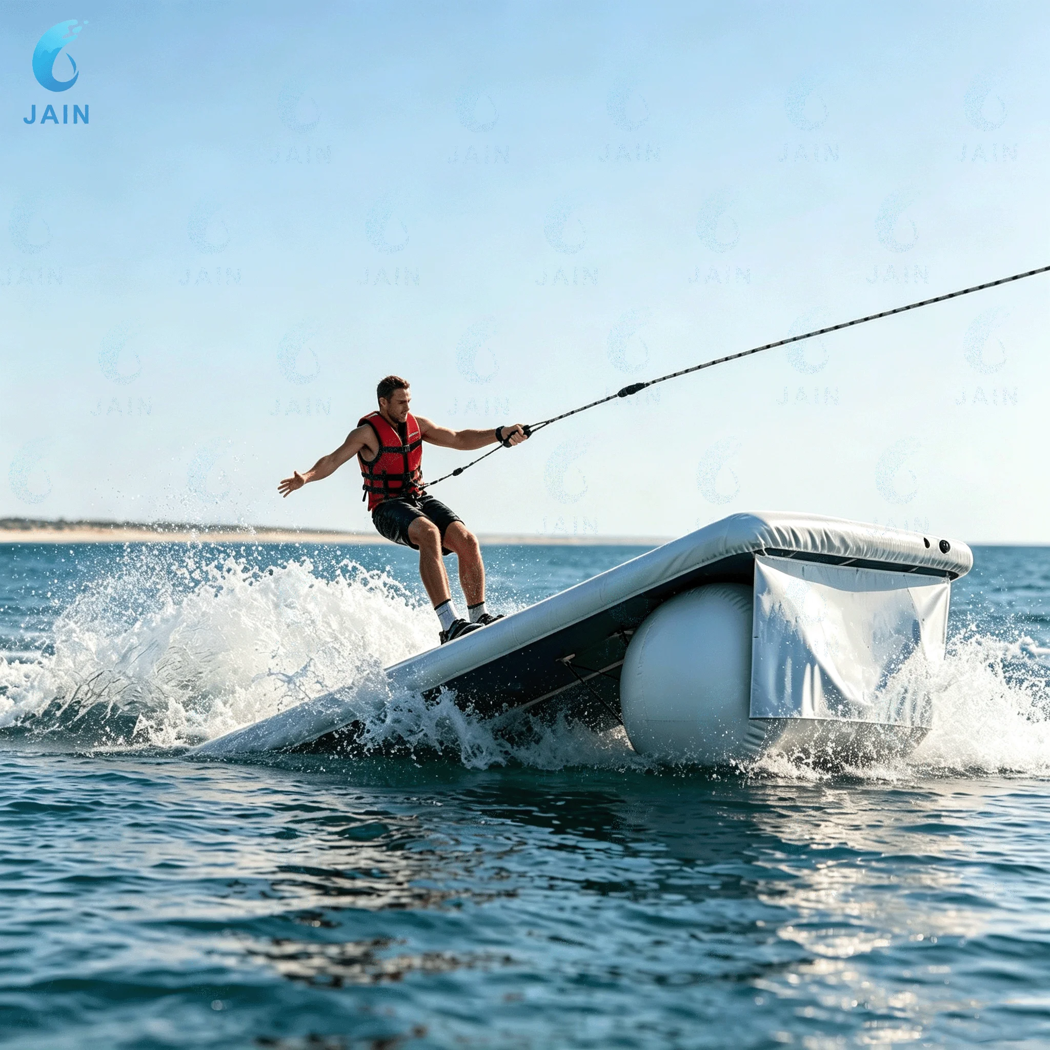 

Inflatable Water Ramp Floating Jump Platform Water Sports Launch Ramp Wakeboard Ski Jump Floating Dock Adult Kids Lake Ocean