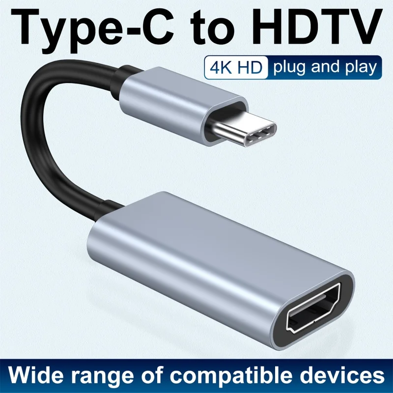 1 PC Type-C to HDTV Adapter USB C HDMI Converter 4K@60Hz Compatible with MacBook Pro Air 2023, iPad Pro, iMac, S23, XPS 17