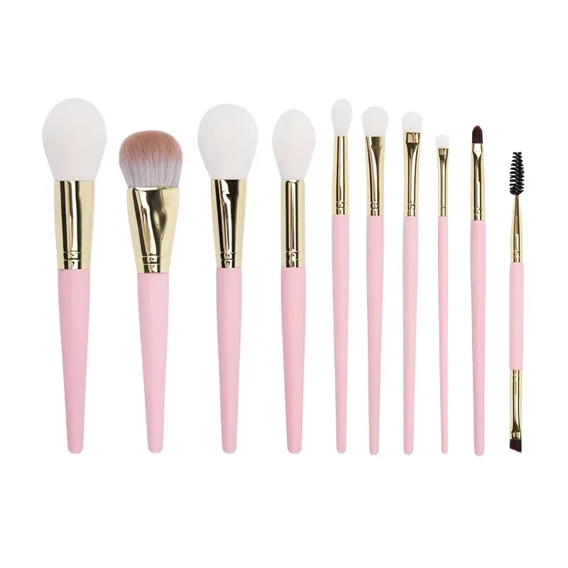 

Hot Pink Makeup Set Essential 10 Natural Goat Hair Brush Concealer