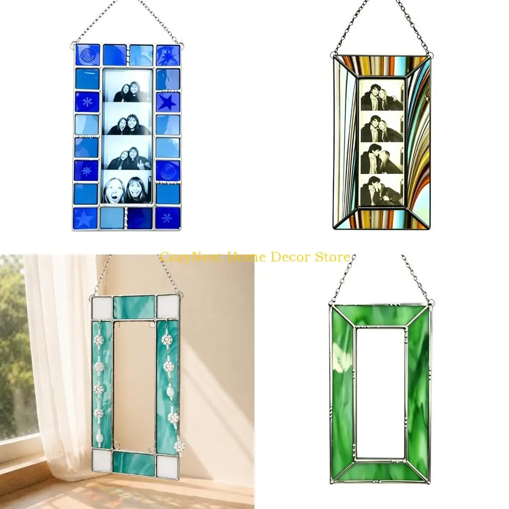 92MF Hanging Acrylic Photo Frame with Smooth Border and Metal Edging for Photos, Handwritten Messages, and Window Displays
