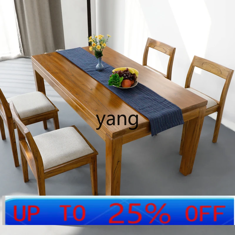 

CX all solid wood dining table modern simple home new Chinese restaurant rectangular log table