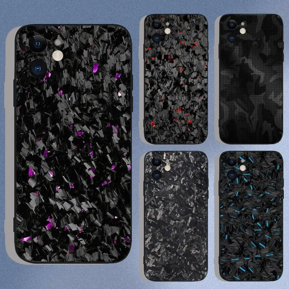 

Carbon Forged Fiber Phone Case For iPhone 16e,16,15,14,13,12,11,XS,XR,X,8,7,Pro,Max,Plus,Mini Silicone Black Funda Shell