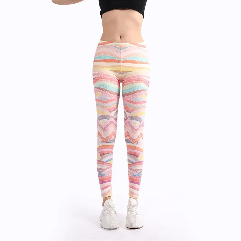 Fitness Digital Printing Milk Silk Personalized Leggings Women's Hip Lift Mid Waist Slim Fit Sports Outerwear Yoga Pants Bottom