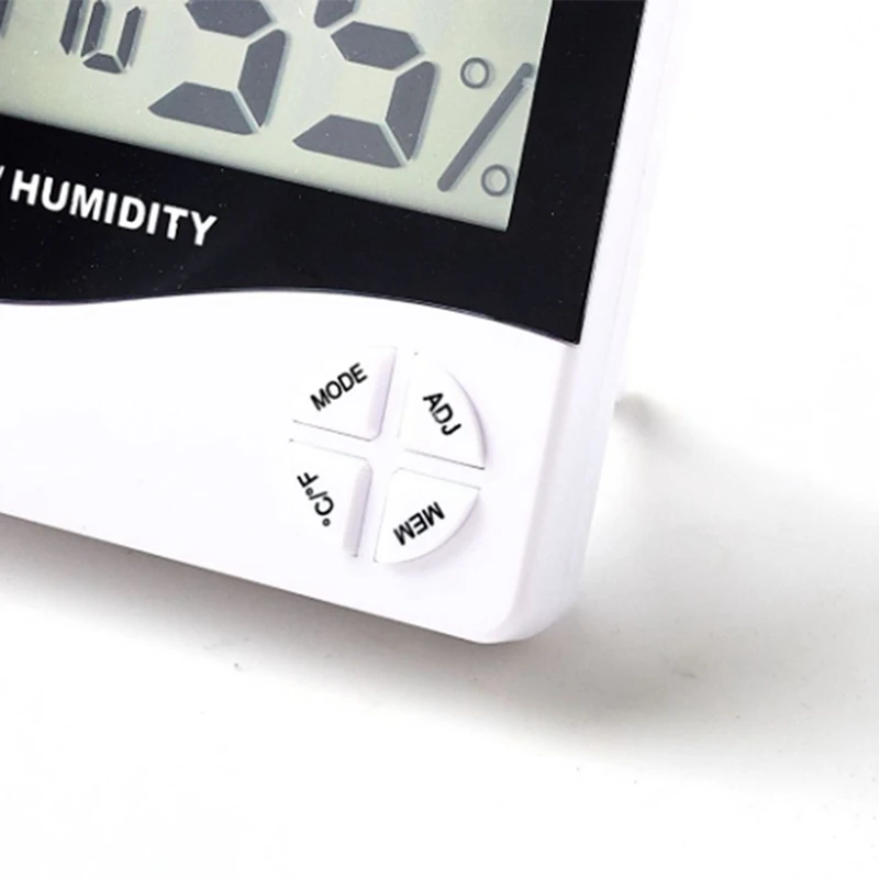 Digital LCD Indoor Outdoor Room Electronic Temperature Humidity Meter Weather Station Alarm Clock 4 Key Model Easy Install