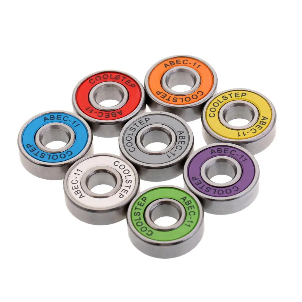 8 Pieces Mixed Color ABEC 11 Bearings for , Longborad, Scooters