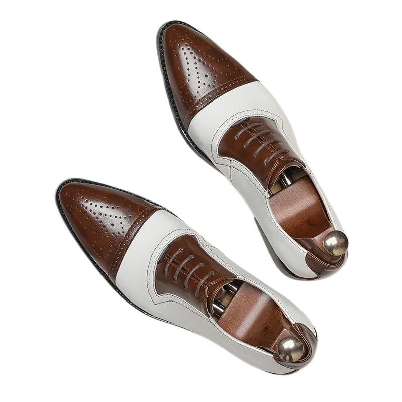 Handcrafted Men's Oxford Shoes Leather Brogue Dress Shoes Classic Business Formal Shoes Man
