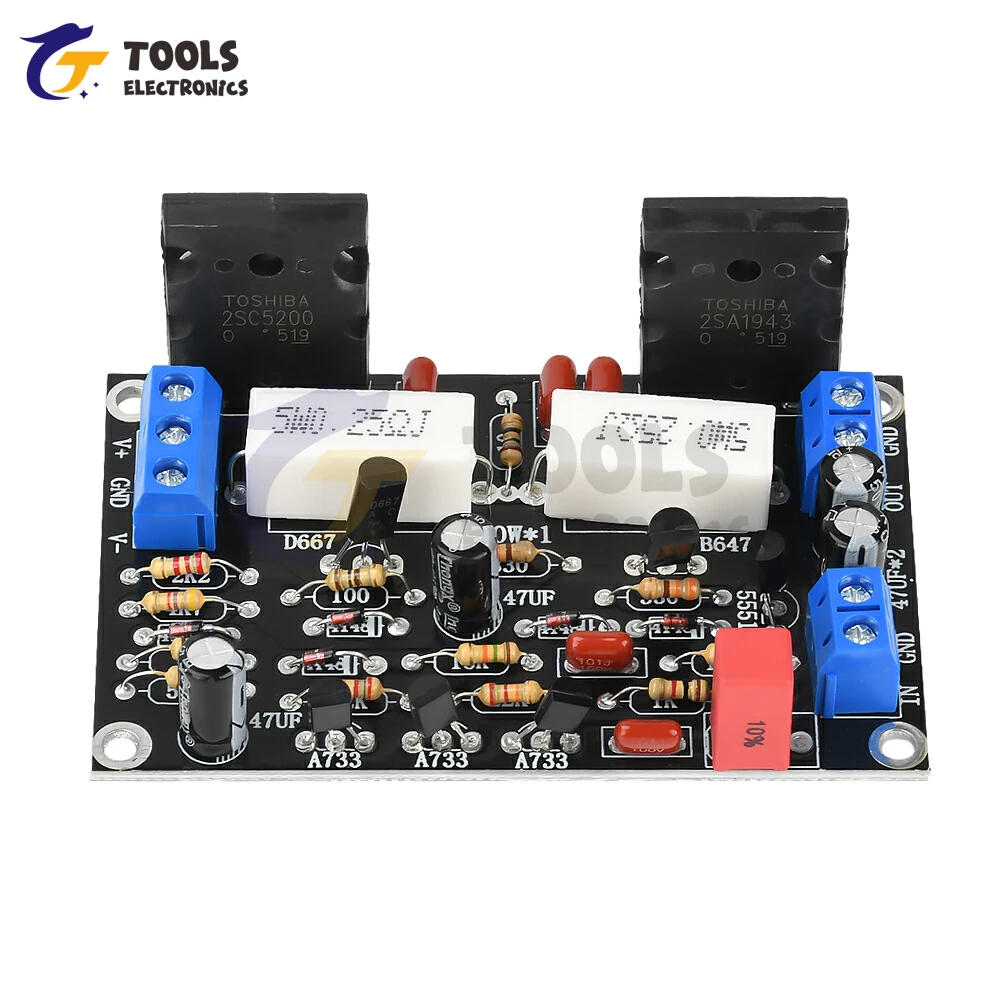 100W 2SC5200+2SA1943 Mono High Power Post Stage Amplifier Board DC 10V-45V HIFI Audio Amplifier Module