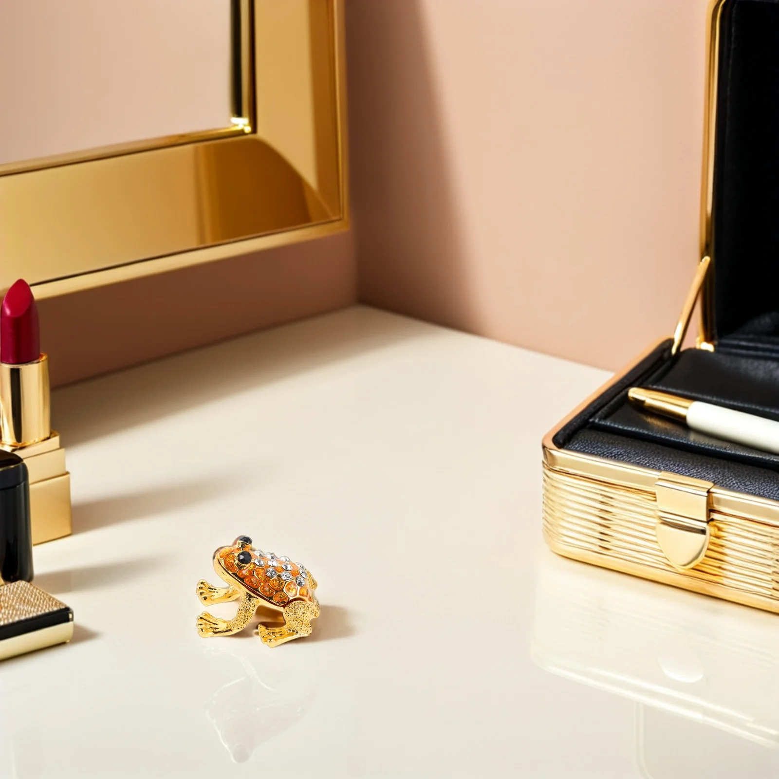 

Frog Jewelry Box Vintage Rhinestone Frog Shaped Hinged Trinket Organizer Case Decorative Home Desk Storage Box