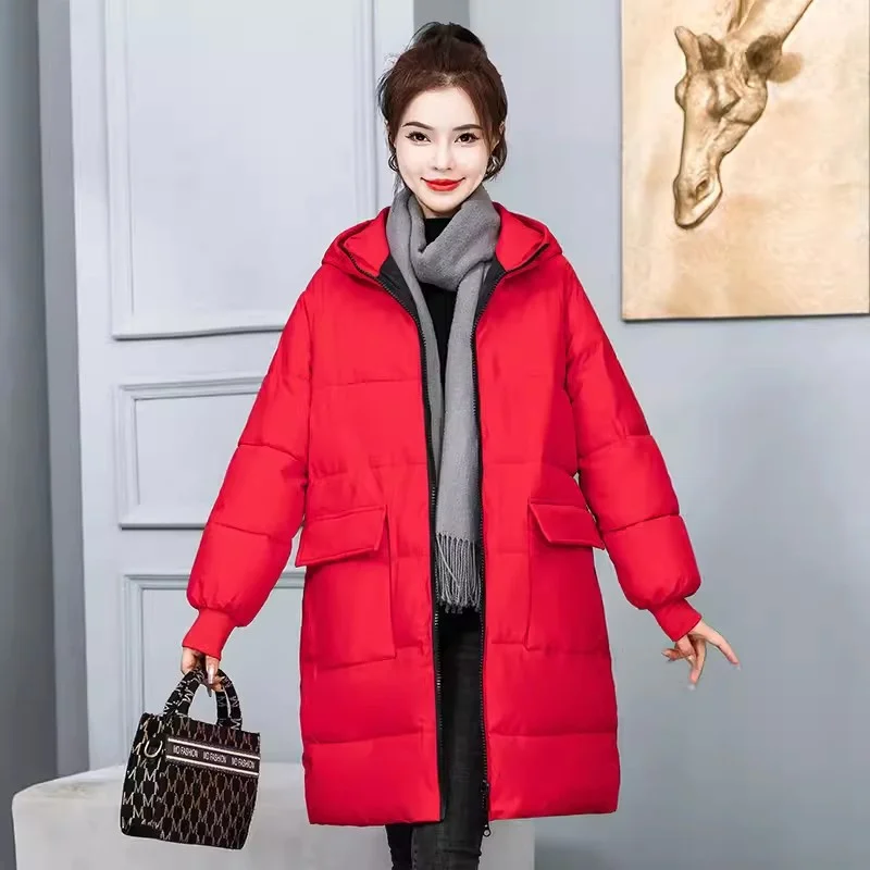 Super Large Size Winter Long Coat Women\'s Cotton-padded Jacket Oversize Loose Parkas Hooded Thicken Overcoat Plus Size XL-8XL