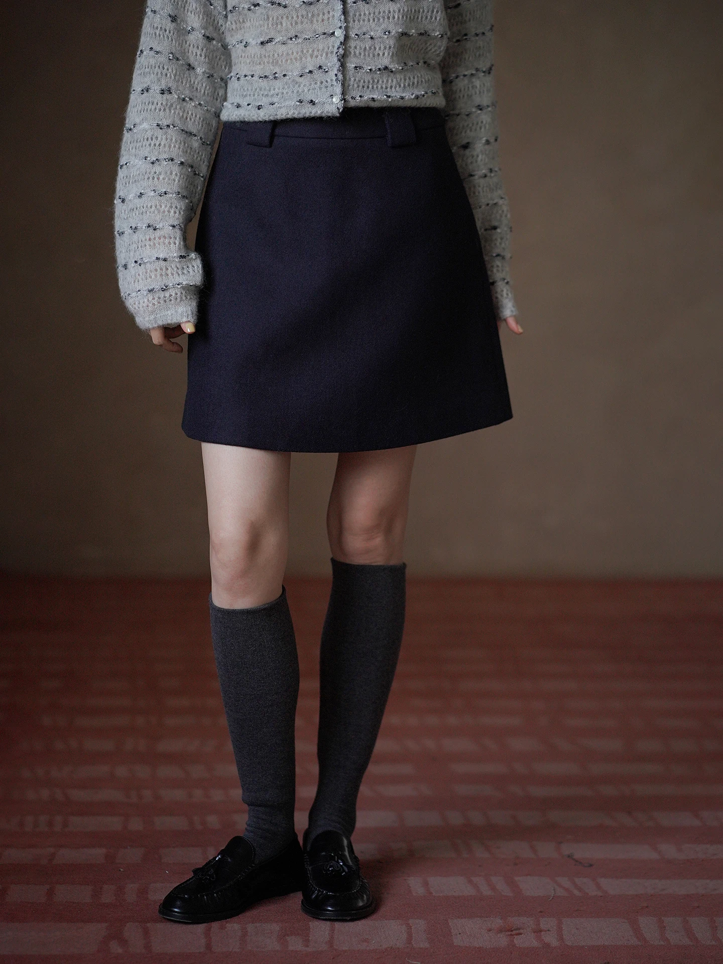 High Waist A-Line  Skirt Wool Blend Basic Style Slimming Short Skirt for Women Commute Casual Daily Citywalk