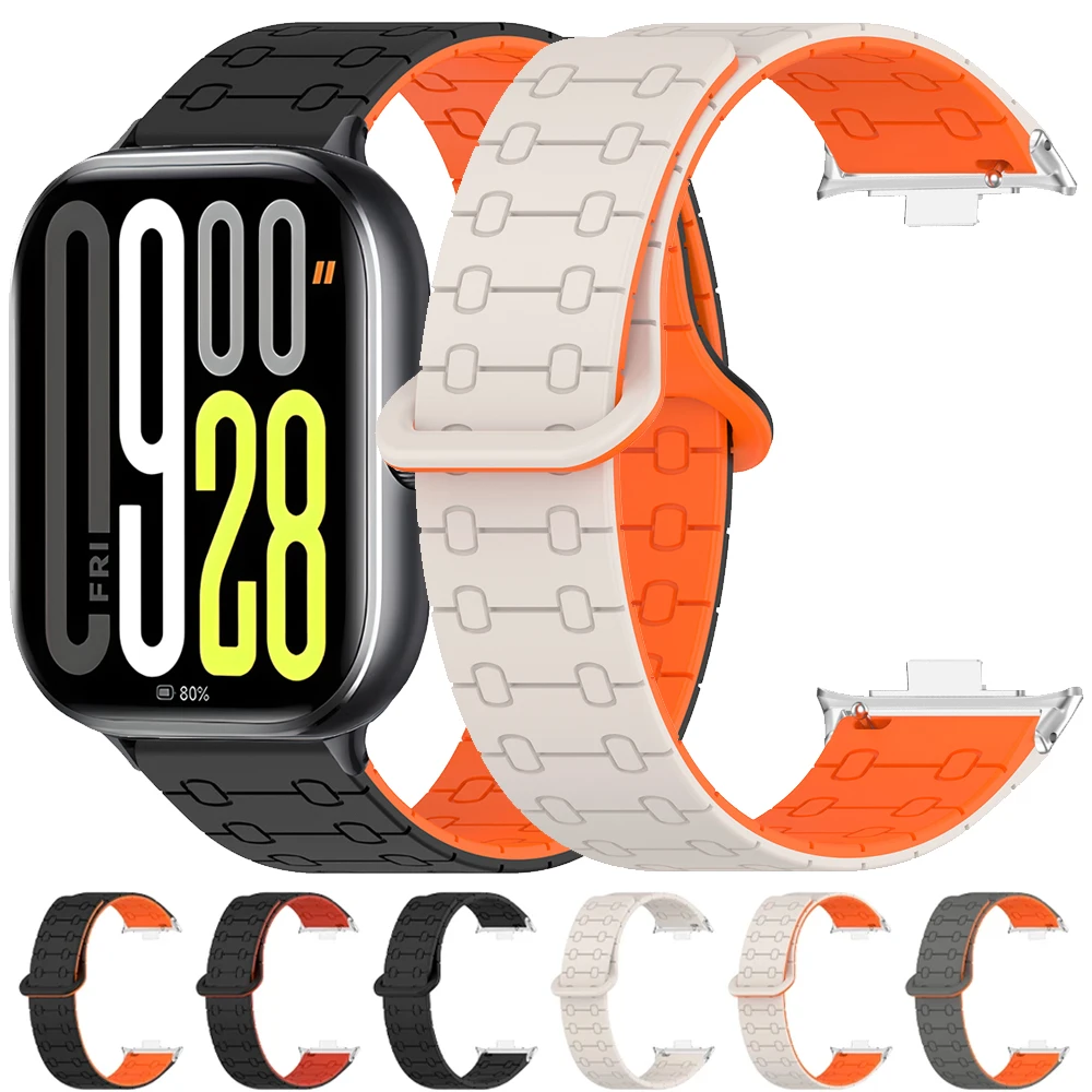 Magnetisches Silikonarmband für Redmi Watch 6/5/4, zweifarbiges Sportband für Xiaomi Band 9Pro/8Pro Smartwatch-Ersatzarmband
