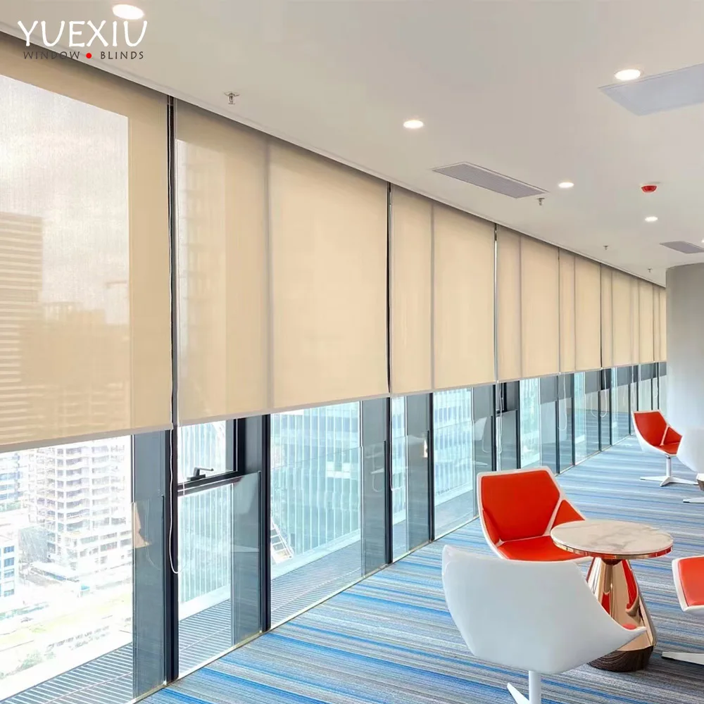 

Customized Translucent Blackout Fabrics Office Cordless Window Curtains Shades Smart WiFi Motor Remote Control Roller Blind
