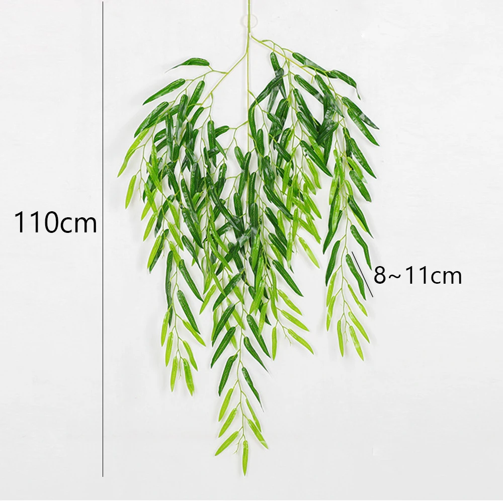 For Leaf Focused Fake Vine Mimicking Weeping Willow Drapery for Softening Architectural Lines in Living Dining and Work Areas
