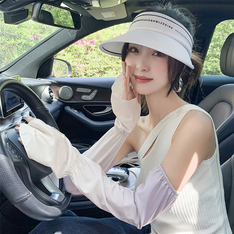 1 زوج التدرج اللون واقية من الشمس الحرير الجليد الذراع كم الصيف القيادة غطاء للذراع فضفاض موضة الأشعة فوق البنفسجية حماية الدراجات غطاء للذراع