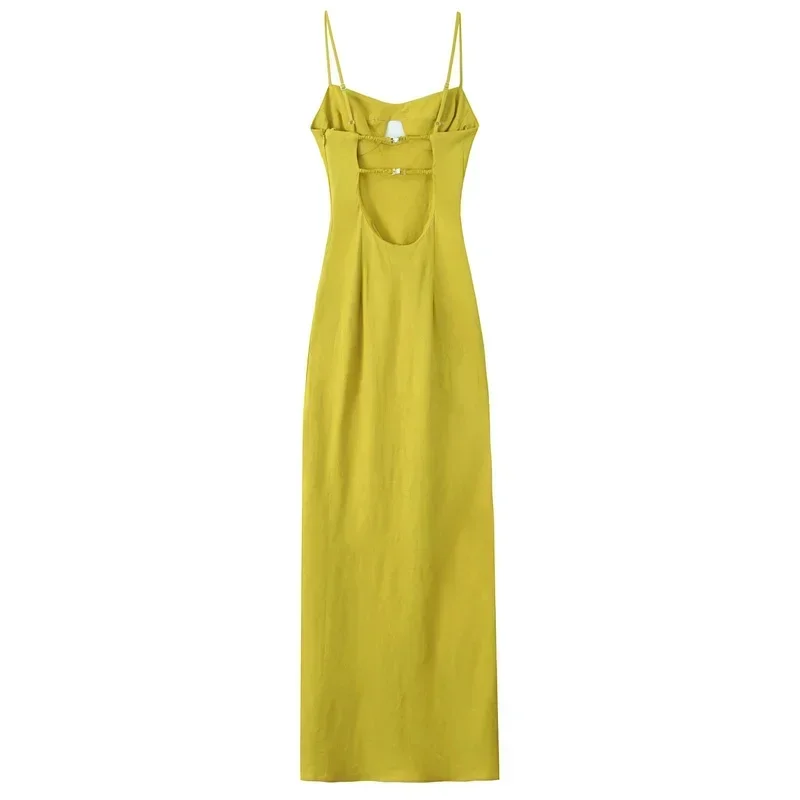 TRAF Woman Midi Sleeveless Backless Corset Dress 2024 Women Summer Sexy Party Dresses Cut Out Slip Long Dress Evening Dresses