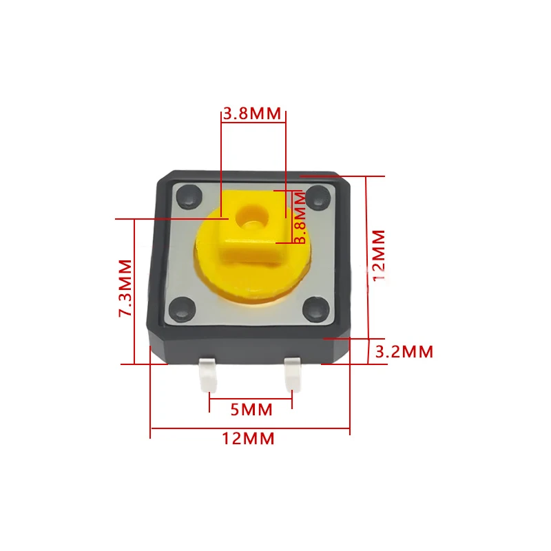 12set Tactile Push Button Switch Momentary 12*12*7.3MM Micro switch button with knob Yellow Green Red Kit 12x12x7.3 image 5