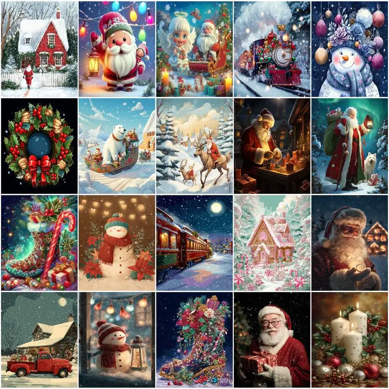 

GATYZTORY Painting By Numbers Draw Christmas Watercolor Paintings On Number Handmade Acrylic Paints Color Markers Canvas Crafts