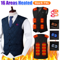 16 Places Zones Heated Vest 3 Gears Heated Vest Coat USB Charging Thermal Electric Heating Clothing Women Men for Camping Hiking