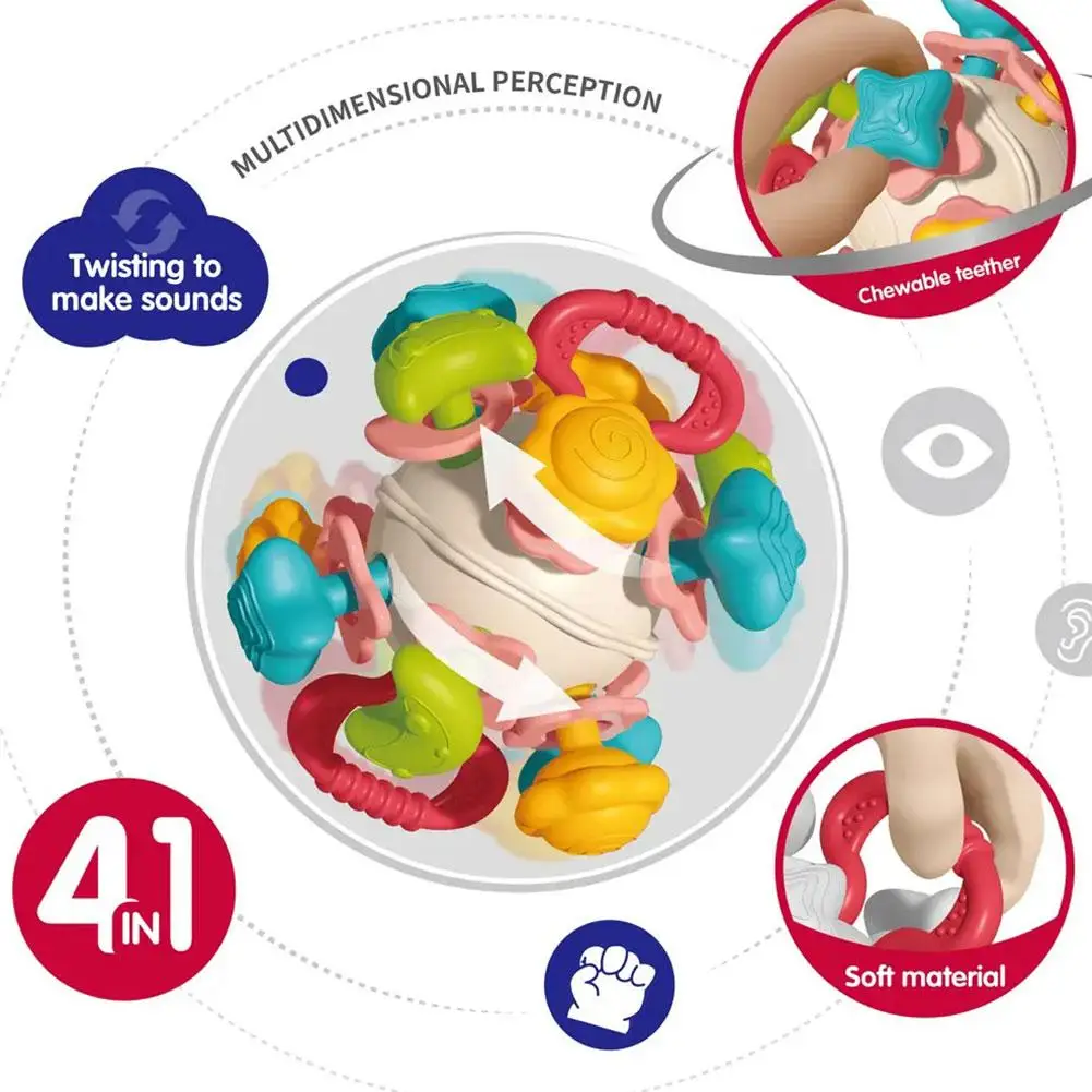 Детские игрушки 0-12 месяцев, вращающаяся погремушка, мяч для захвата, развивающая игрушка для ребенка, силиконовый Прорезыватель для зубов, Детские