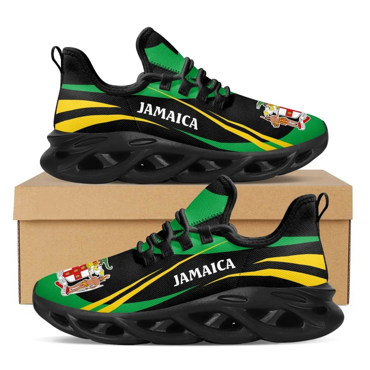 Jamaica Flag Print Sneakers Women\'s Outdoor Sports Running Shoes Breathable Soft Footwear Trainer Fashion Casual Shoes for Men